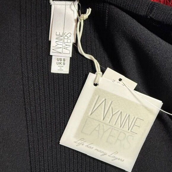 Marla Wynne Black Ribbed Inserts High Side Slits Cardigan - Picture 13 of 15